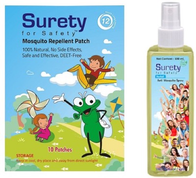 Surety for Safety Patch 10, Anti Mosquito Spray(100 ml)