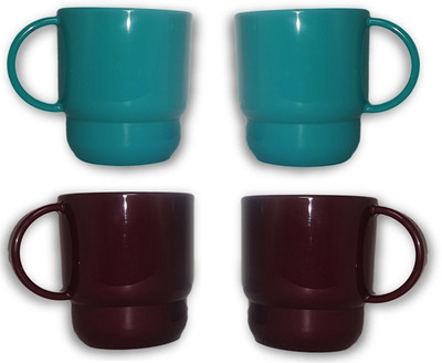 

Tupperware Mugs Blue Grape Color Plastic Mug(300 ml, Pack of 4), Multicolor
