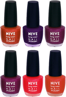 

Nive Colour Blast Nail Lacquer (Set of 6 Nail Polish) Brown,Purple,Purple,Purple,Red,Brown(Pack of 6)
