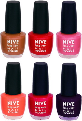 

Nive Colour Blast Nail Lacquer (Set of 6 Nail Polish) Brown,Red,Pink,Orange,Pink,Purple(Pack of 6)