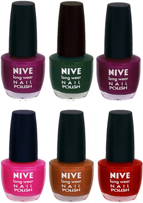 

Nive Colour Blast Nail Lacquer (Set of 6 Nail Polish) Purple,Green,Purple,Pink,Brown,Red(Pack of 6)