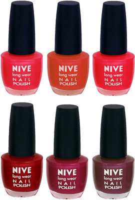 

Nive Colour Blast Nail Lacquer (Set of 6 Nail Polish) Pink,Brown,Red,Pink,Pink,Purple(Pack of 6)