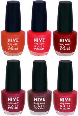 

Nive Colour Blast Nail Lacquer (Set of 6 Nail Polish) Brown,Red,Pink,Pink,Purple,Pink(Pack of 6)