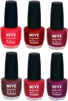 

Nive Colour Blast Nail Lacquer (Set of 6 Nail Polish) Red,Pink,Pink,Purple,Pink,Purple(Pack of 6)