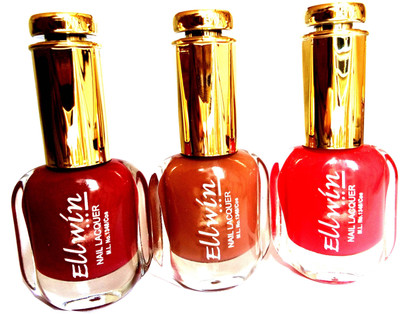 

Ellwin Nail Polish Long Wear Pack of 3 Multicolor Red(Pack of 3)