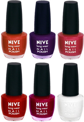 

Nive Colour Blast Nail Lacquer (Set of 6 Nail Polish) Brown,Purple,Pink,Red,Pink,White(Pack of 6)