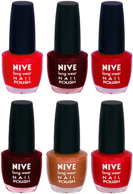 

Nive Colour Blast Nail Lacquer (Set of 6 Nail Polish) Red,Red,Red,Red,Brown,Red(Pack of 6)