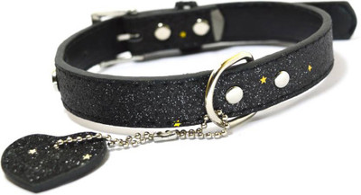 

Sollar's Glittery Sparkle Leather Dog & Cat Everyday Collar(, Black