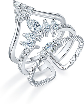 

Jewels Galaxy Luxuria Alloy Swarovski Crystal Platinum Plated Ring, White