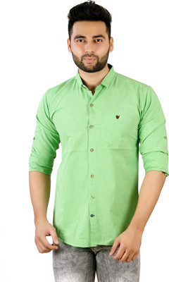 60% OFF on STUDIO NEXX Men Solid Casual Green Shirt on Flipkart