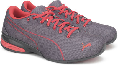 

Puma Tazon  Wov Running Shoes For Men(Grey, Quiet shade-puma white-high risk red