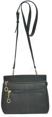 

RI2K Girls Casual Black Genuine Leather Sling Bag