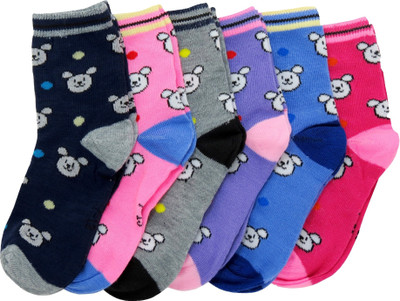 

Neska Moda Boys & Girls Solid Ankle Length(Pack of 6, Multicolor