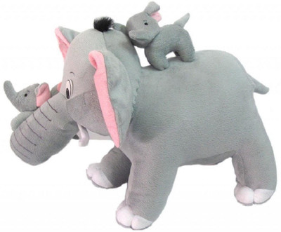 

kaykon Mother Elephant with 2 Babies Plush Stuffed Toy Premium Quality Fabric - 17 inch/42 cm - 15 inch(Grey)