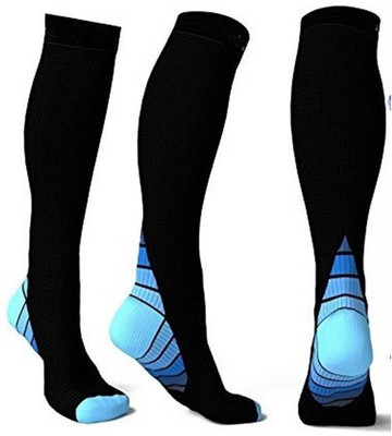 

Lumino Cielo Athletic Fit Graduated Compression Socks for Running, workout recovery, Marathons, Black;blue