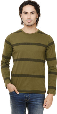 Rigo Striped Men Round Neck Green T-Shirt Rigo Striped Men Round Neck Green T-Shirt