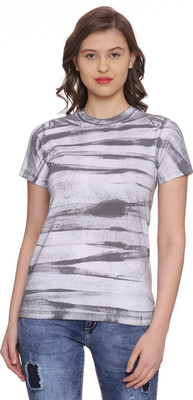 CAMPUS SUTRA Casual Half Sleeve Printed Women Grey Top