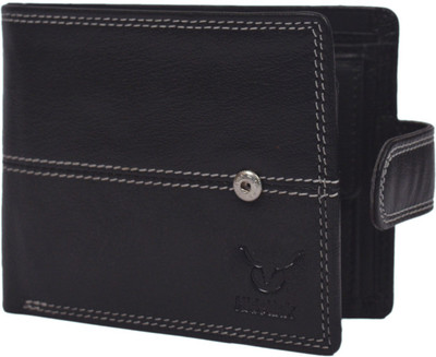 

Hidelink Men Black Genuine Leather Wallet(9 Card Slots)