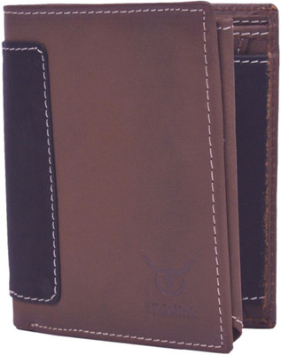

Hidelink Men Brown Genuine Leather Wallet(9 Card Slots), Dark brown