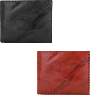 

Lady Bar Men Tan, Black Genuine Leather Wallet(4 Card Slots), Black;tan