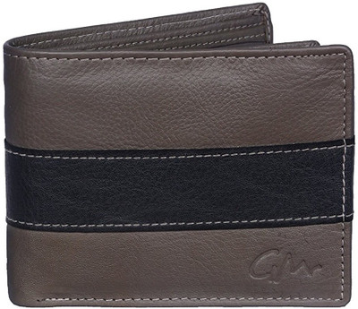 

Gentleman Men Grey, Black Genuine Leather Wallet(6 Card Slots), Black;grey