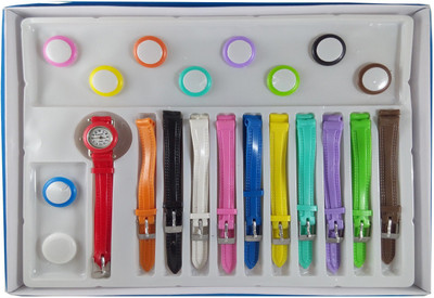 

Productmine Trendy Look 11 Interchangeable Straps & Bezels Watch - For Girls