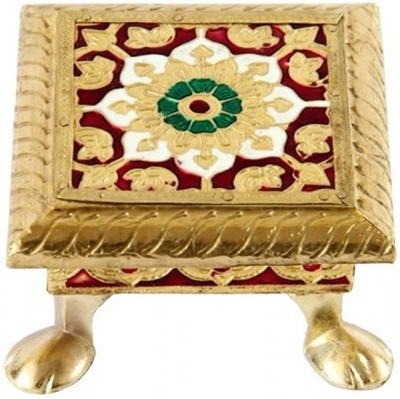 

Dharohar The Heritage Golden Chowki / Seat- / Seat- 4'' Wooden Pooja Chowki(Gold, Pack of 1)