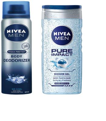 

Nivea Men Ice Cool Body Deodorizer::Men Pure Impact Shower Gel Combo Set