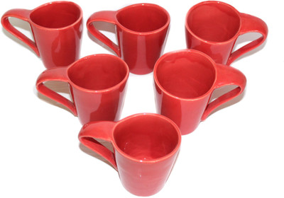 

CROCKTO Ceramic(Red, Pack of 6)