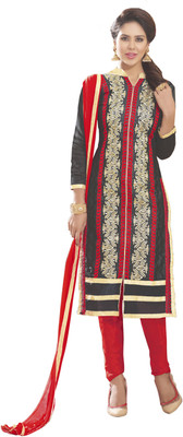 

Jiya Chanderi Self Design, Embroidered Salwar Suit Dupatta Material(Un-stitched), Grey;red
