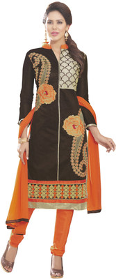 

Jiya Chanderi Self Design, Embroidered Salwar Suit Dupatta Material(Un-stitched), Brown;orange