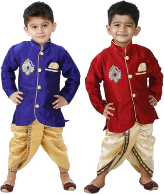

FTC Bazar Boys Kurta and Breeches Set(Blue Pack of 2, Red