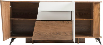 

Durian CRISPUS Engineered Wood Crockery Cabinet(Finish Color - Walnut/White Lacquer)