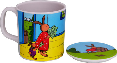 

Purpledip Children's With Lid Cover: For Kids In High Quality Plastic Farm Animals Plastic Mug(250 ml), Multicolor