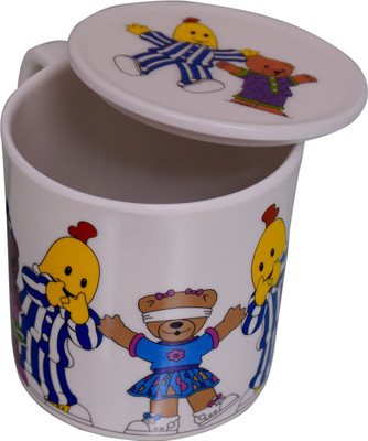

Purpledip Children's With Lid Cover: For Kids In High Quality Plastic Bananas in Pyjamas Plastic Mug(250 ml), Multicolor