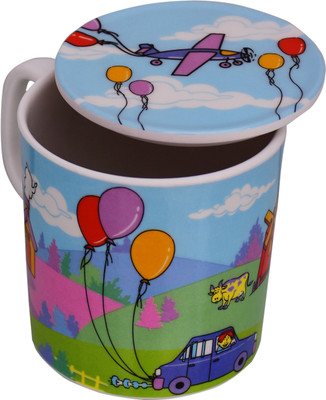 

Purpledip Children's With Lid Cover: For Kids In High Quality Plastic Farm party Plastic Mug(250 ml), Multicolor