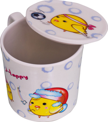 

Purpledip Children's With Lid Cover: For Kids In High Quality Plastic Happy Chicks Plastic Mug(250 ml), Multicolor