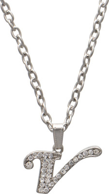 SmsTraders V-Alphabet Pendant Silver Alloy Pendant Set