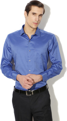 VAN HEUSEN Men Self Design Formal Blue Shirt