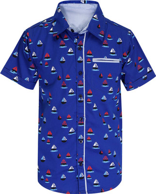 

Life by shoppers Stop Boy's Printed Casual Multicolor Shirt, Cobalt