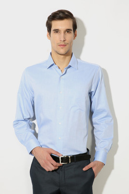 VAN HEUSEN Men Self Design Formal Blue Shirt