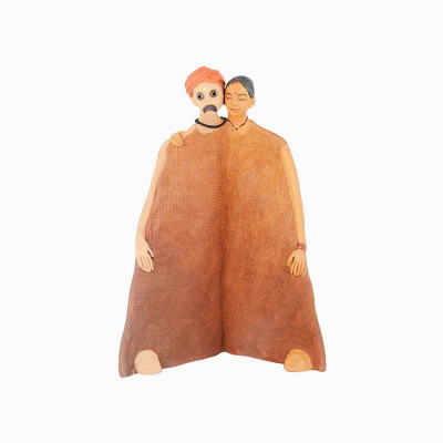 

Lodestar Decor Terracotta Farmer Couple Decorative Showpiece - 27.5 cm(Terracotta, Brown)