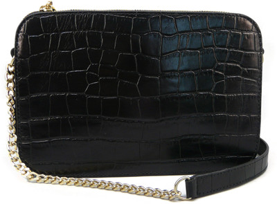 

RI2K Women Evening/Party Black Genuine Leather Sling Bag