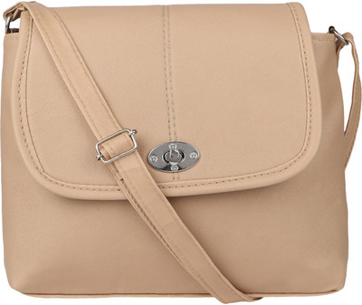 

Rainbow arts Women Casual Beige PU Sling Bag