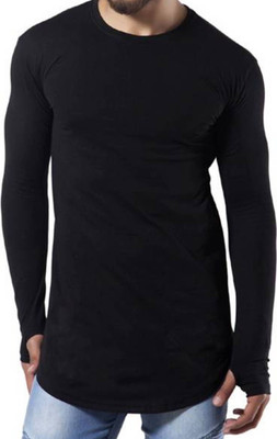 UZee Solid Men Round or Crew Black T-Shirt