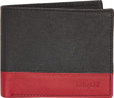 Rudot Men Black Genuine Leather Wallet(8 Card Slots)