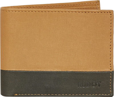 Rudot Men Tan Genuine Leather Wallet(8 Card Slots)
