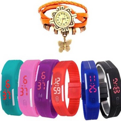 Rokcy Fancy Butterfly & Rubber Led Pack of 7 Analog-Digital Watch For Women Watch  - For Women   Watches  (Rokcy)