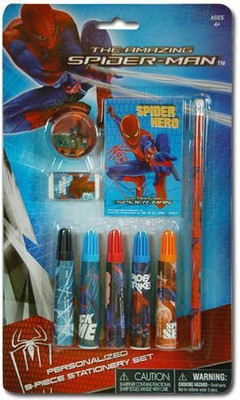 

Marvel Spiderman 9 Piece Personalized Study Kit/Stationery Set, School Supplies With 1 Note Pad, 5 Markers, 1 Pencil, 1 Eraser