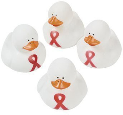 

Fun Express 12 Red Awareness Ribbon Rubber Duckies Bath Toy(Red)
